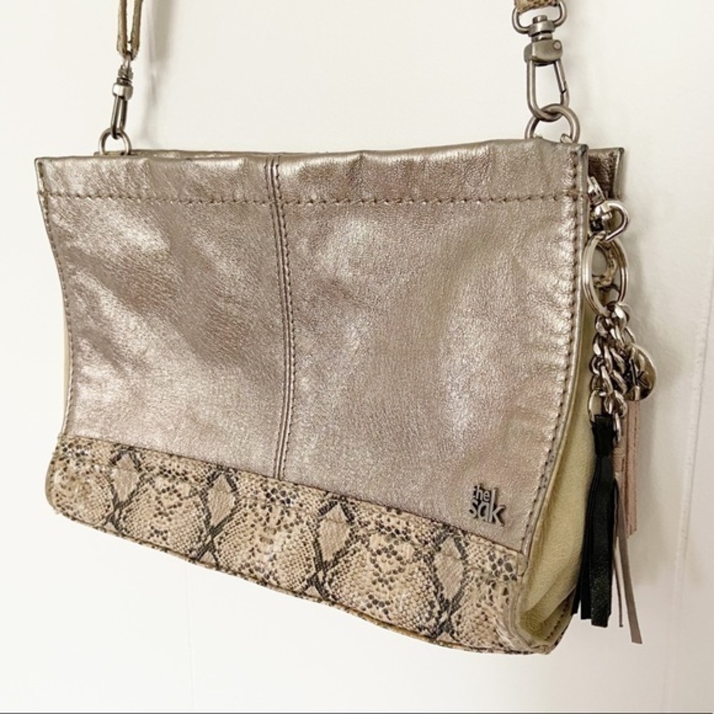 The Sak gold snakeskin crossbody bag leather tassel detail‎